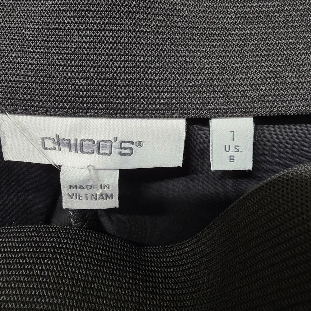 Chicos Brigit Slim Ankle Pants Womens 1 US 8‎ Black Purple Botanical Leaf Print